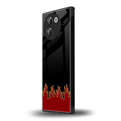 Retro Red Flames vivo v30e mobile cover | shockproof glass phone case