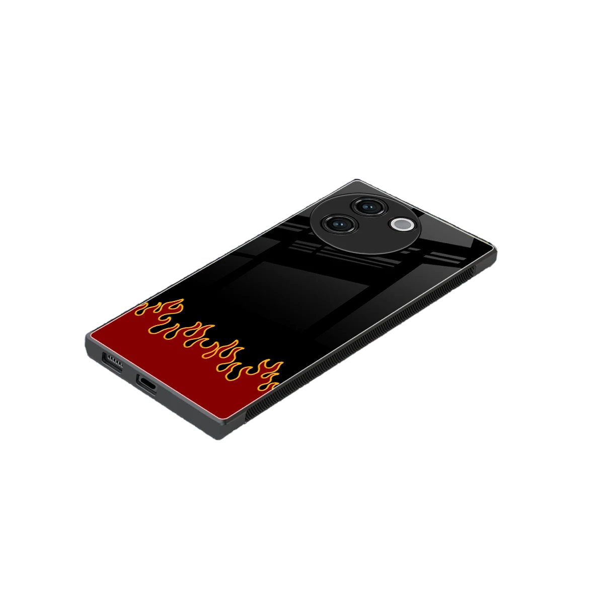 Retro Red Flames stylish phone case for vivo v30e | glossy glass and slim fit