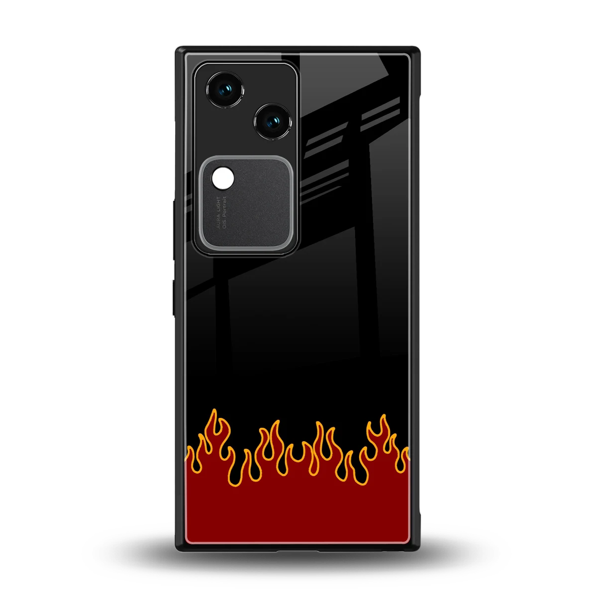 Retro Red Flames back phone cover | glass case for vivo v30