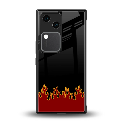 Retro Red Flames back phone cover | glass case for vivo v30