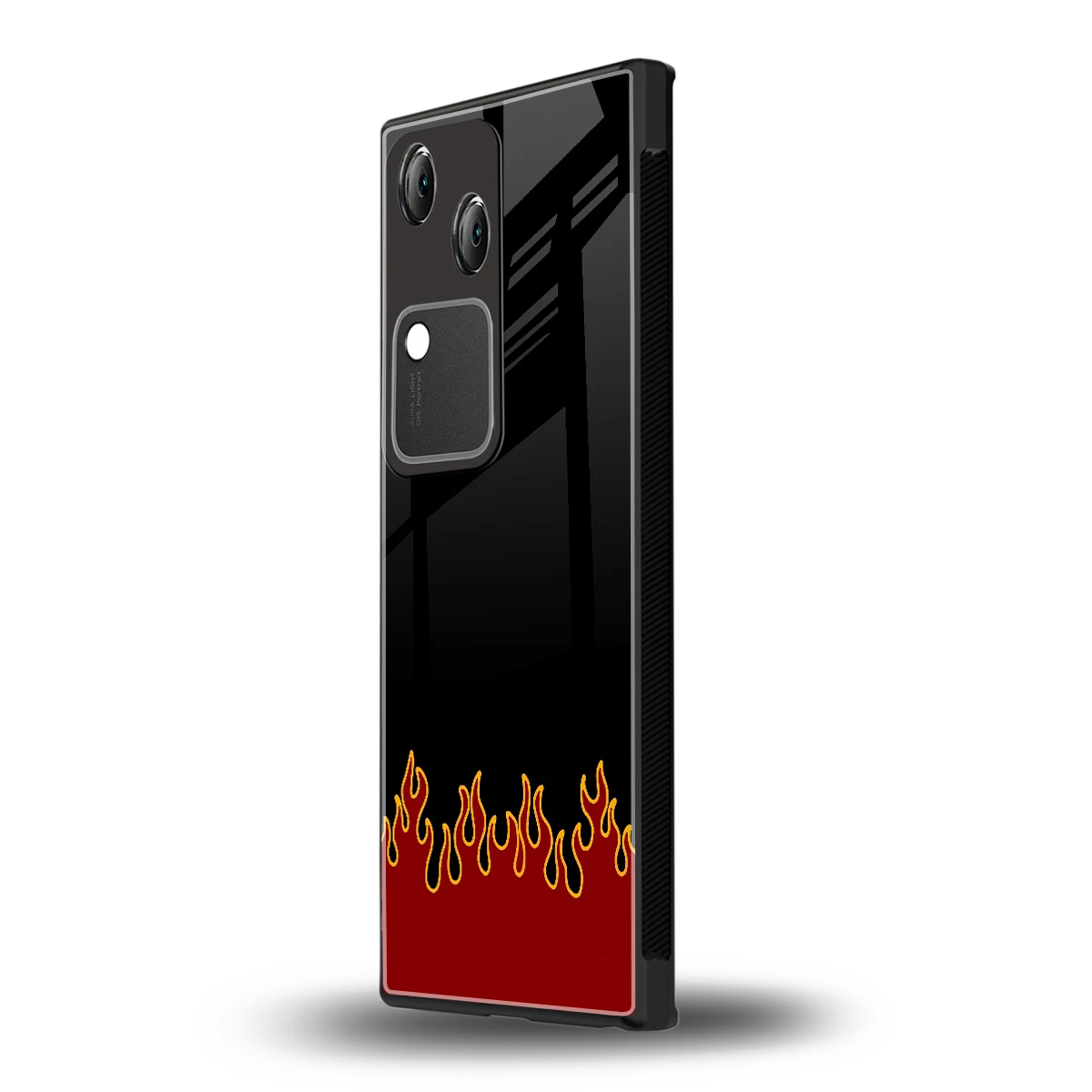 Retro Red Flames vivo v30 mobile cover | shockproof glass phone case