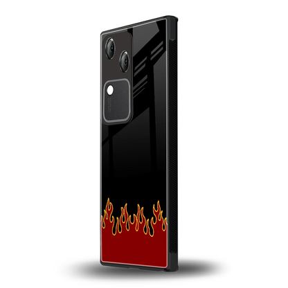 Retro Red Flames vivo v30 mobile cover | shockproof glass phone case