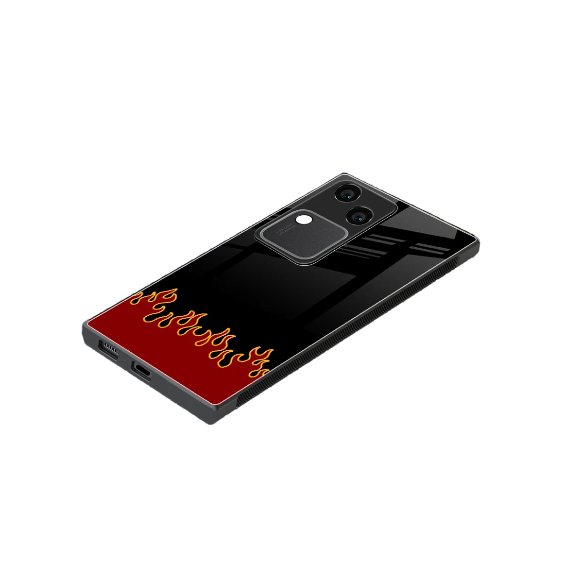 Retro Red Flames stylish phone case for vivo v30 | glossy glass and slim fit