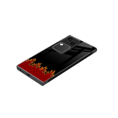 Retro Red Flames stylish phone case for vivo v30 | glossy glass and slim fit