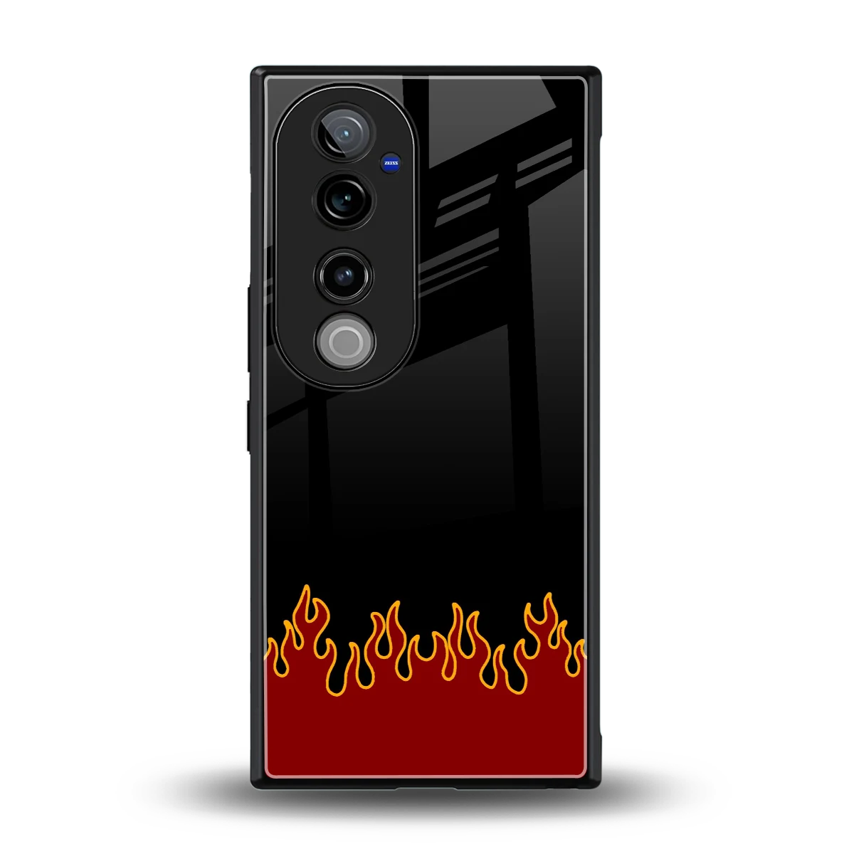 Retro Red Flames back phone cover | glass case for vivo v40 pro