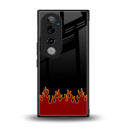 Retro Red Flames back phone cover | glass case for vivo v40 pro