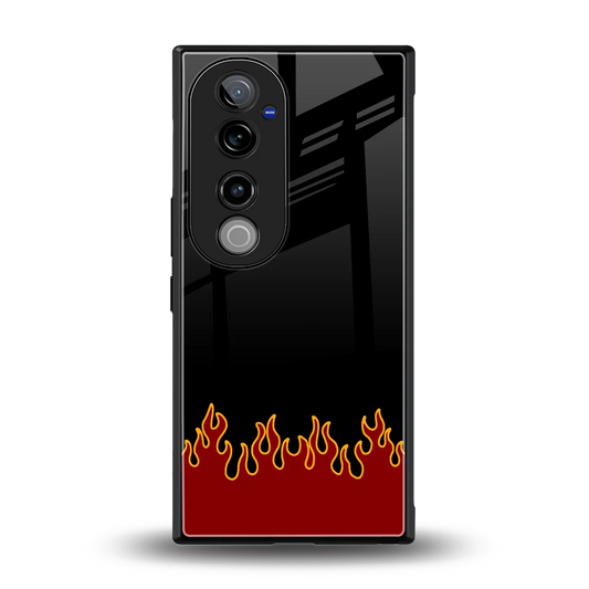 Retro Red Flames back phone cover | glass case for vivo v40 pro