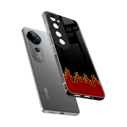 Retro Red Flames sleek vivo v40 pro cover with tempered glass back and TPU edges