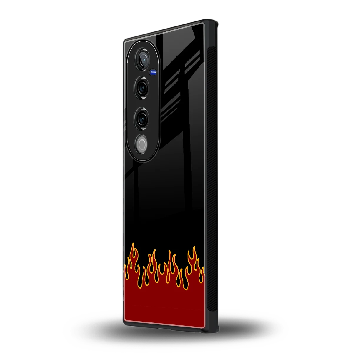 Retro Red Flames vivo v40 pro mobile cover | shockproof glass phone case