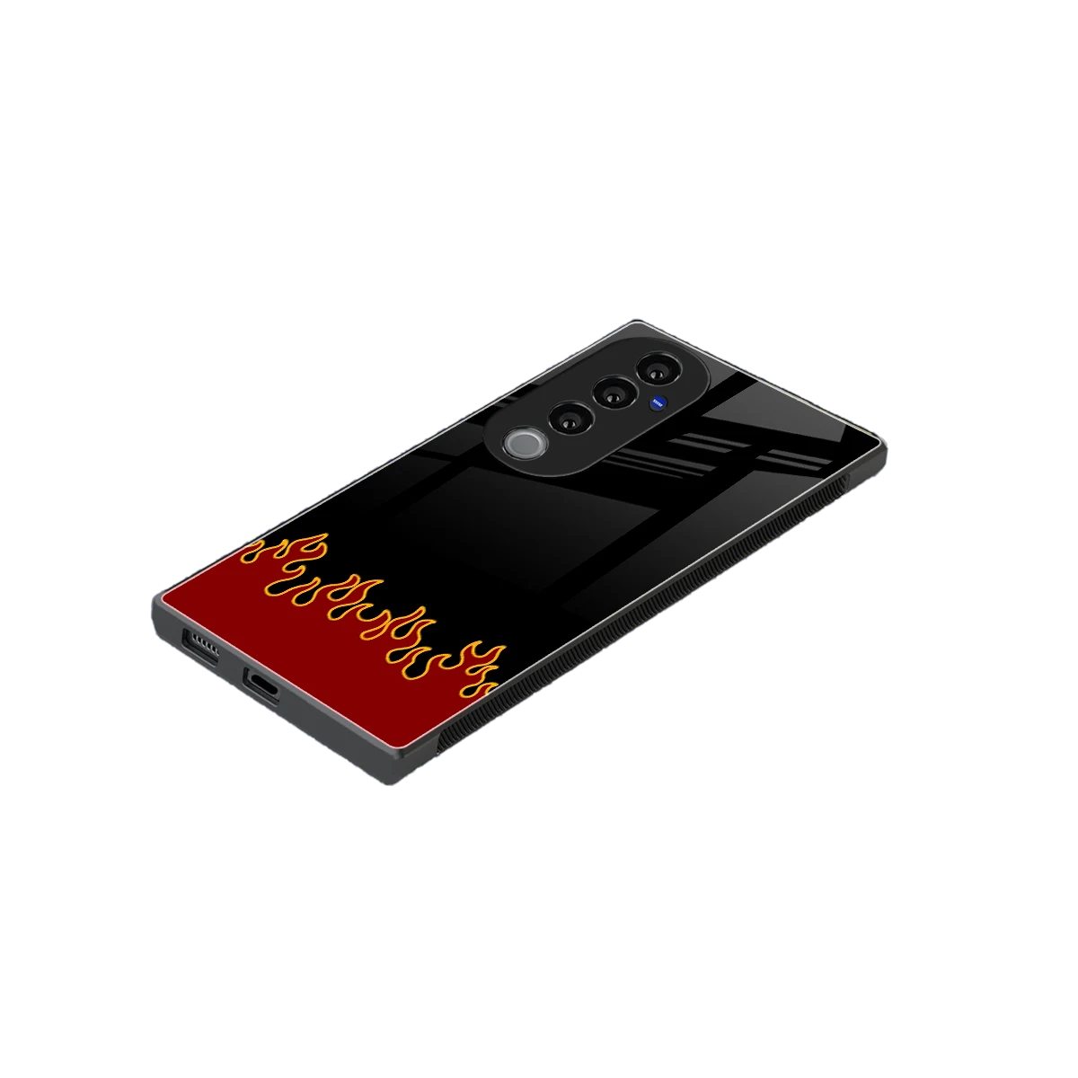 Retro Red Flames stylish phone case for vivo v40 pro | glossy glass and slim fit