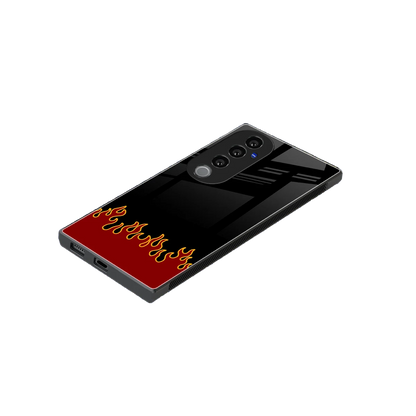 Retro Red Flames stylish phone case for vivo v40 pro | glossy glass and slim fit