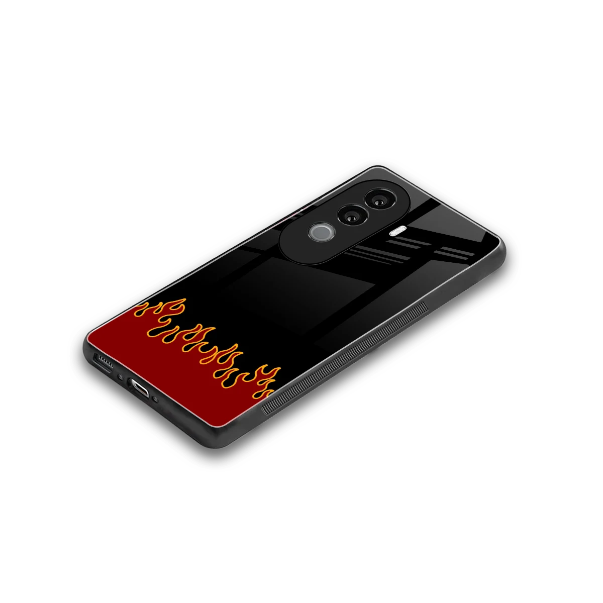 Retro Red Flames stylish phone case for vivo v40e | glossy glass and slim fit