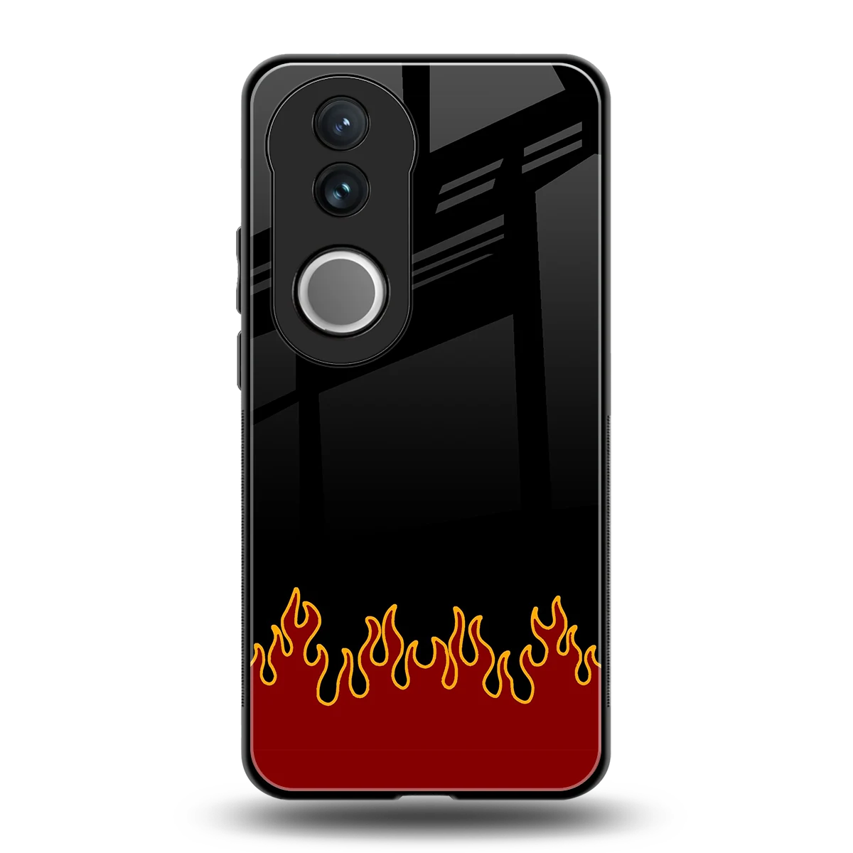 Retro Red Flames back phone cover | glass case for vivo v50