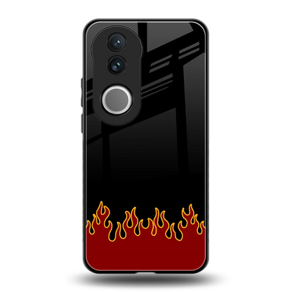 Retro Red Flames back phone cover | glass case for vivo v50