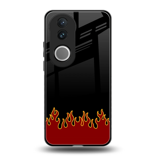 Retro Red Flames back phone cover | glass case for vivo v50