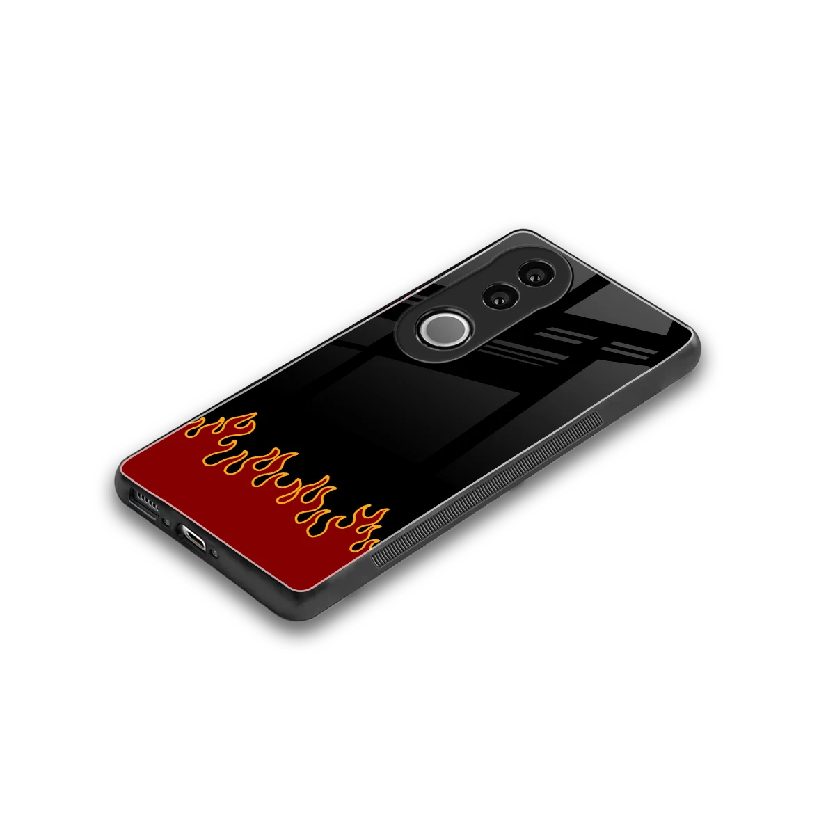 Retro Red Flames stylish phone case for vivo v50 | glossy glass and slim fit
