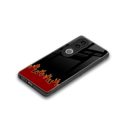 Retro Red Flames stylish phone case for vivo v50 | glossy glass and slim fit