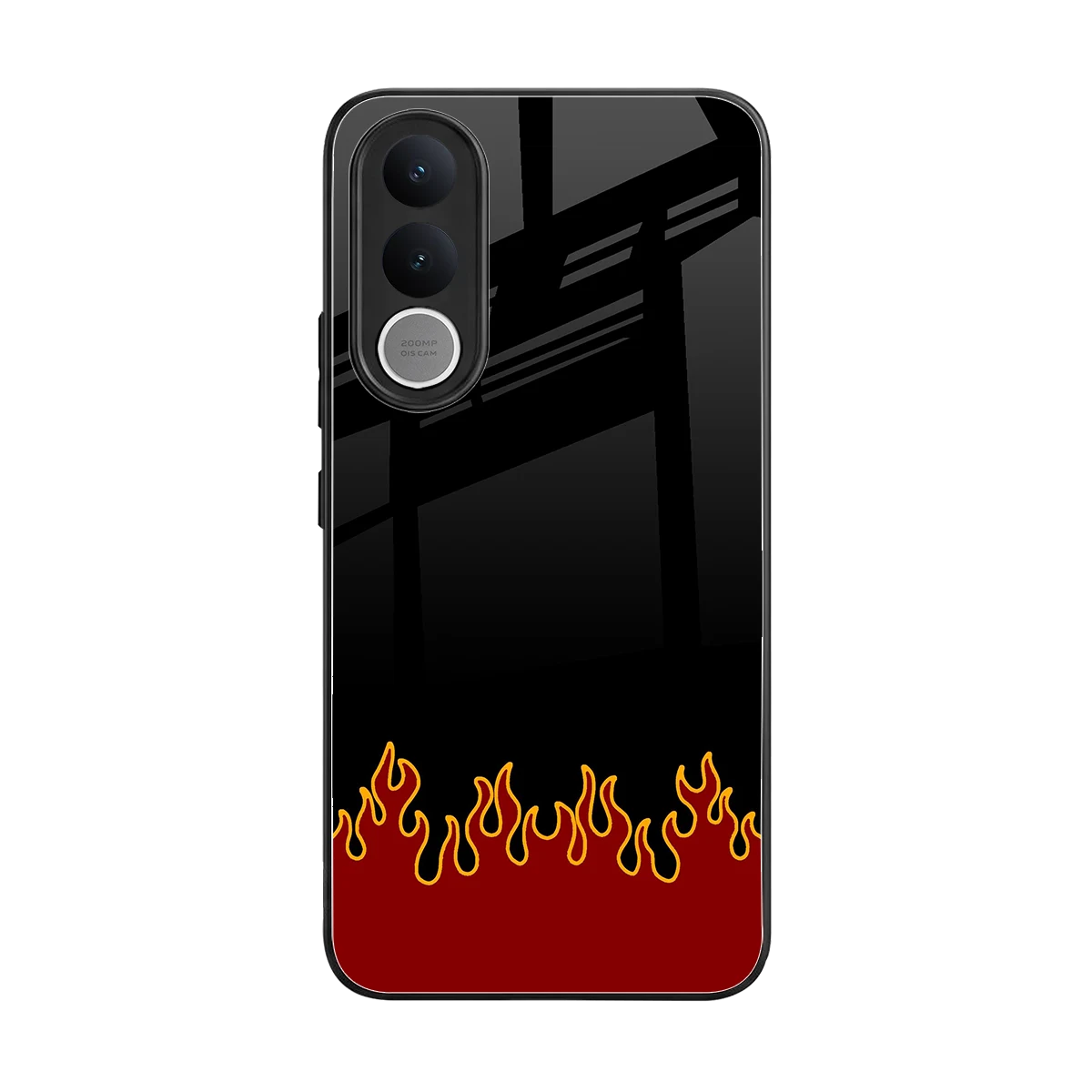 Retro Red Flames back phone cover | glass case for vivo v70 fe
