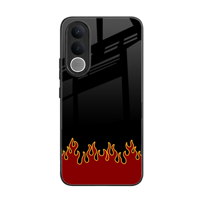 Retro Red Flames back phone cover | glass case for vivo v70 fe