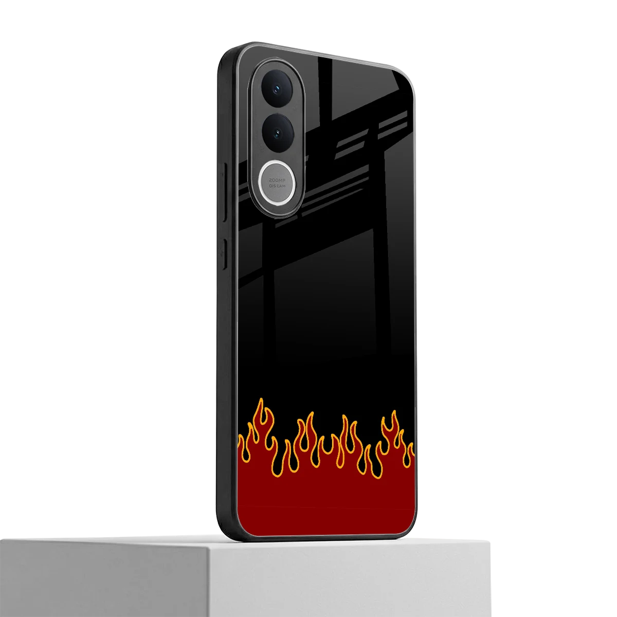 Retro Red Flames vivo v70 fe mobile cover | shockproof glass phone case