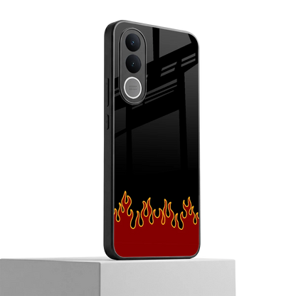Retro Red Flames vivo v70 fe mobile cover | shockproof glass phone case