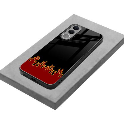 Retro Red Flames stylish phone case for vivo v70 fe | glossy glass and slim fit