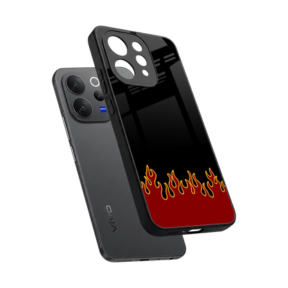 Retro Red Flames sleek vivo v70 cover with tempered glass back and TPU edges