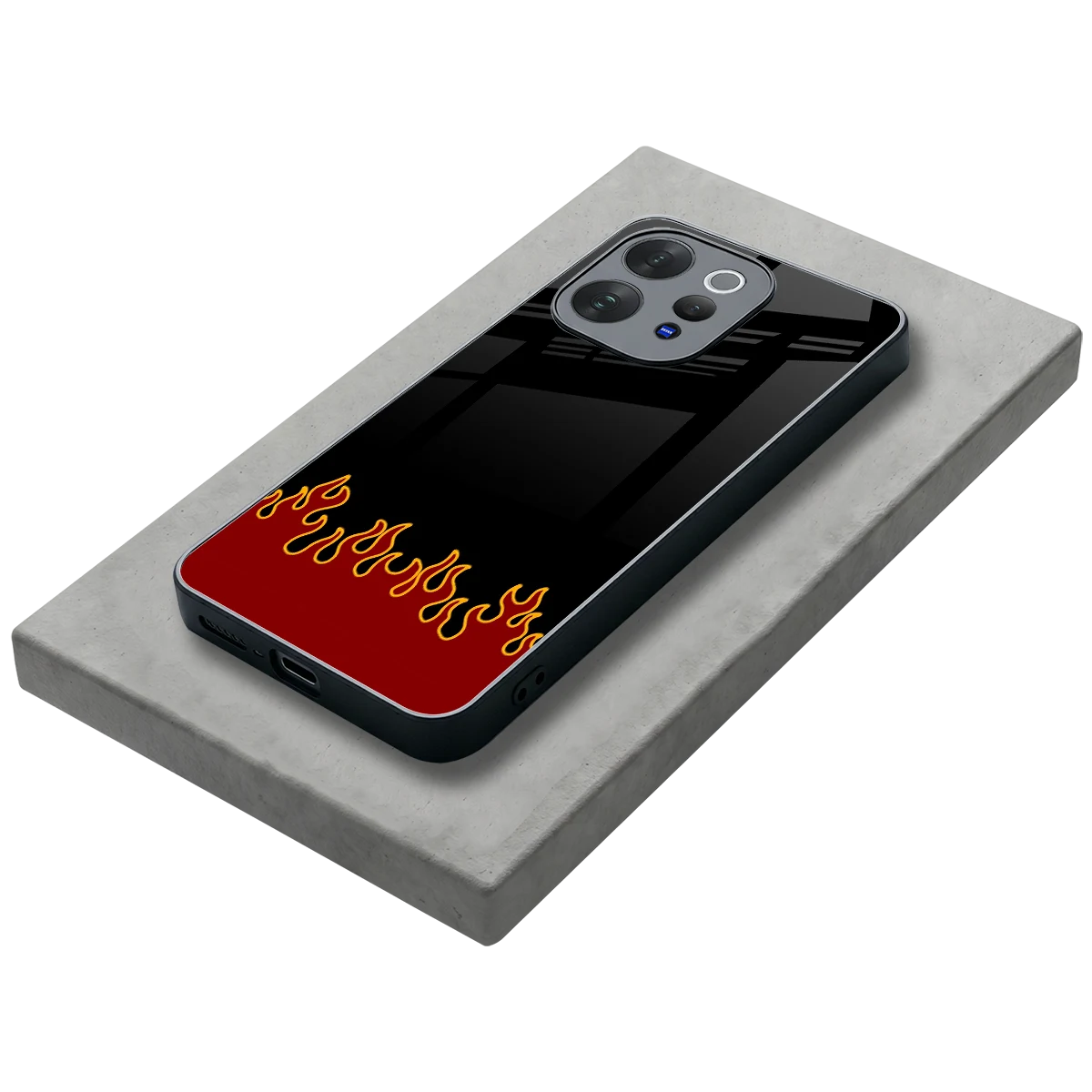 Retro Red Flames stylish phone case for vivo v70 elite | glossy glass and slim fit