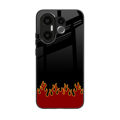 Retro Red Flames back phone cover | glass case for vivo x200 fe