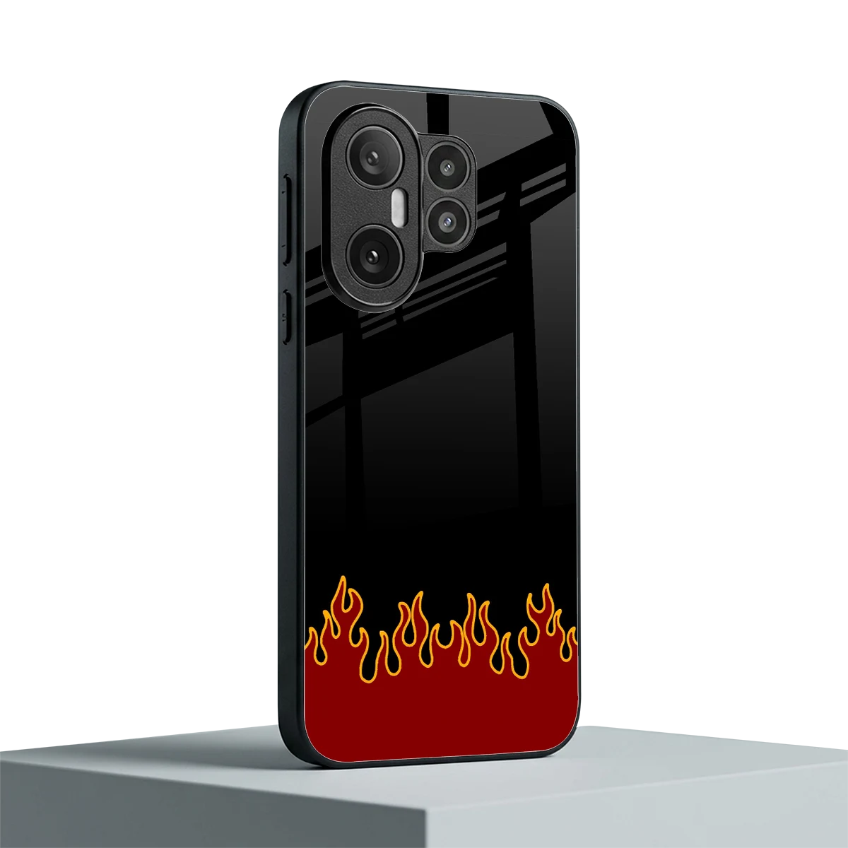 Retro Red Flames vivo x200 fe mobile cover | shockproof glass phone case