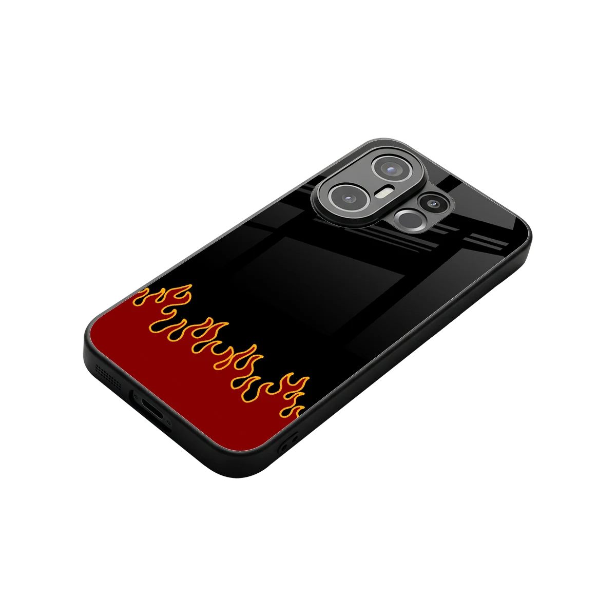 Retro Red Flames stylish phone case for vivo x200 fe | glossy glass and slim fit