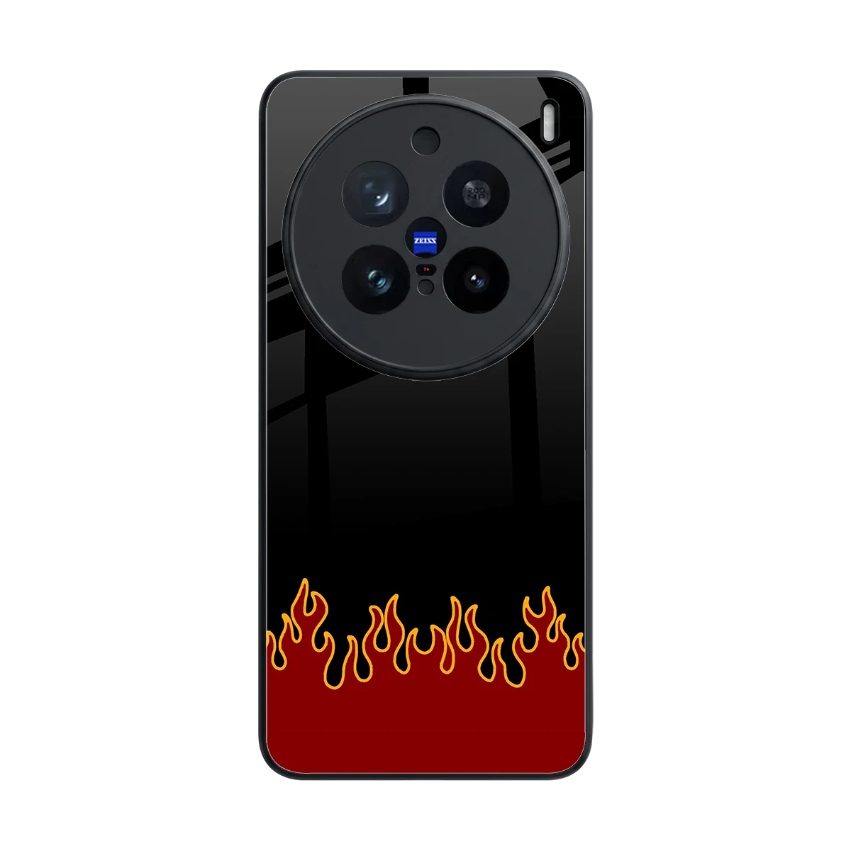 Retro Red Flames back phone cover | glass case for vivo x200 pro