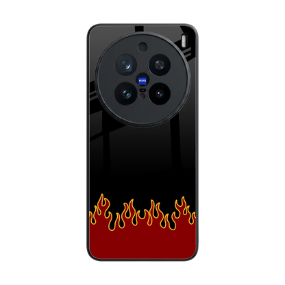 Retro Red Flames back phone cover | glass case for vivo x200 pro