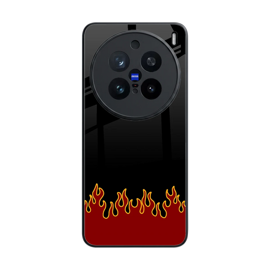 Retro Red Flames back phone cover | glass case for vivo x200 pro