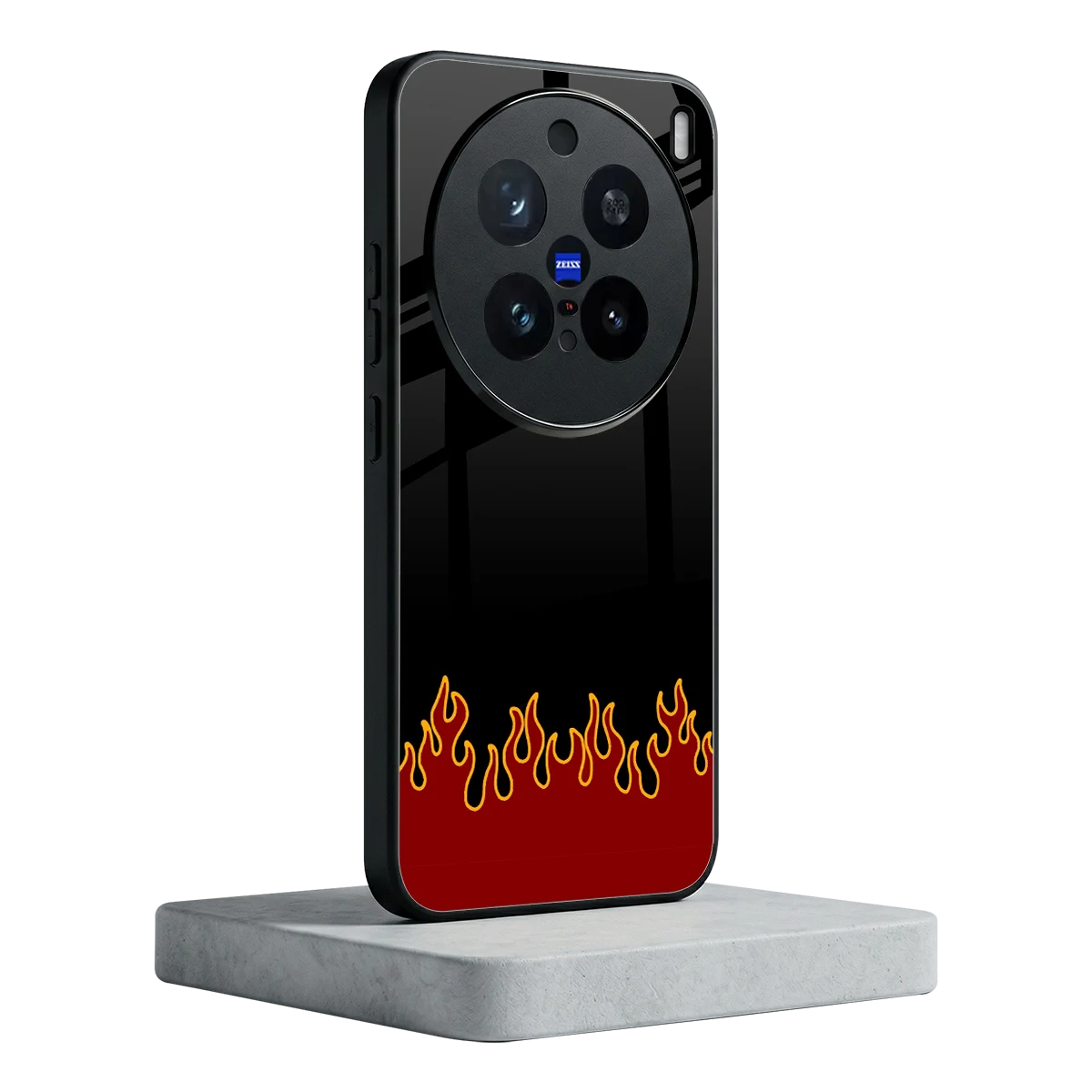 Retro Red Flames vivo x200 pro mobile cover | shockproof glass phone case