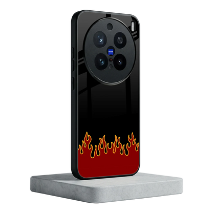 Retro Red Flames vivo x200 pro mobile cover | shockproof glass phone case