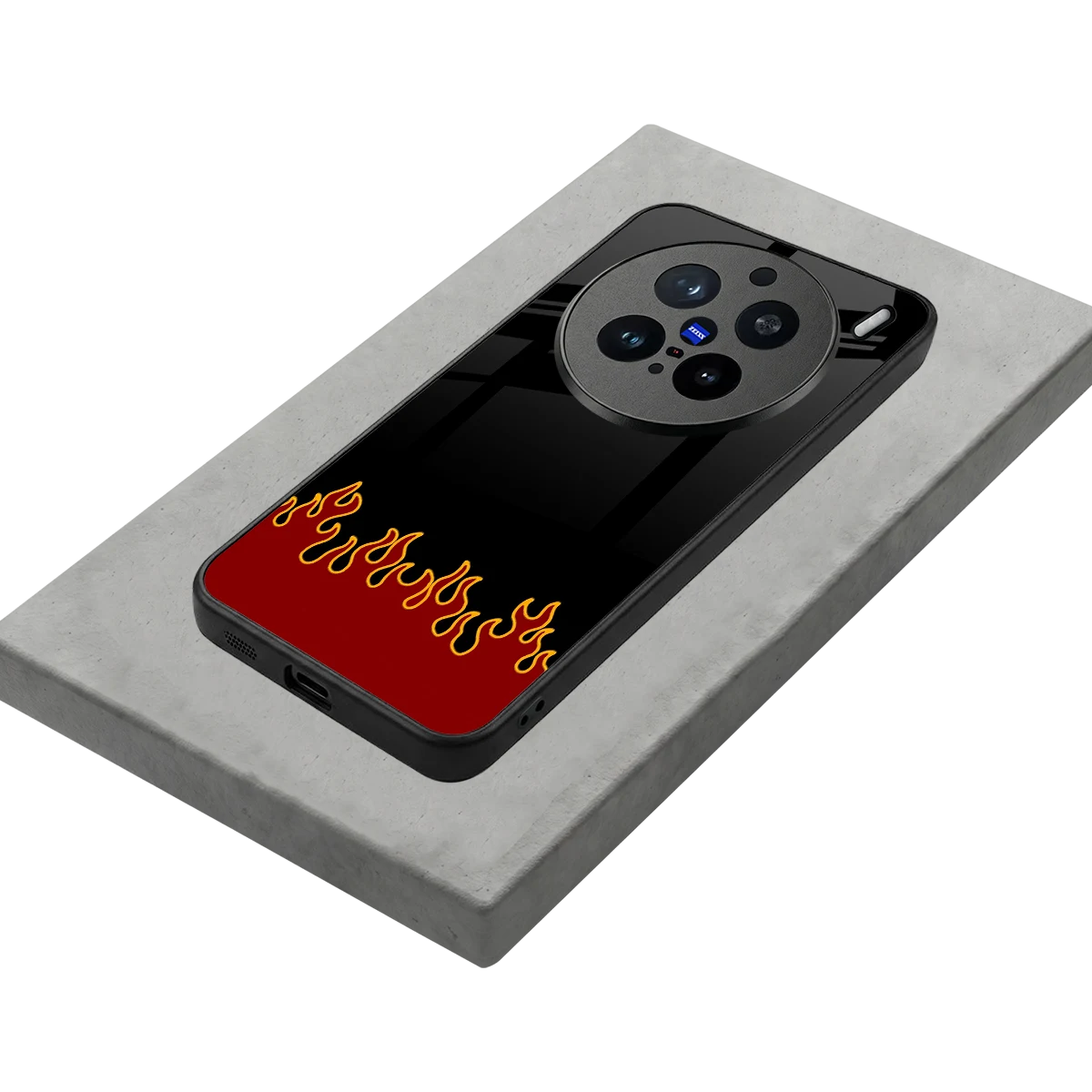Retro Red Flames stylish phone case for vivo x200 pro | glossy glass and slim fit