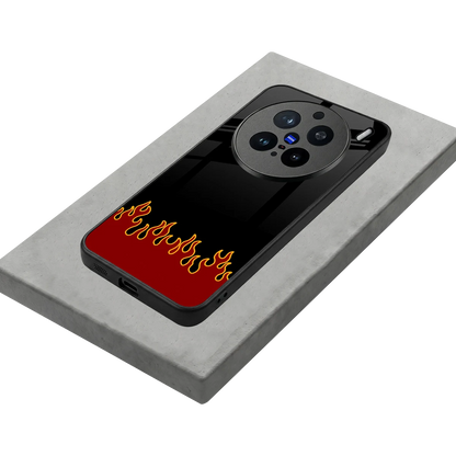 Retro Red Flames stylish phone case for vivo x200 pro | glossy glass and slim fit