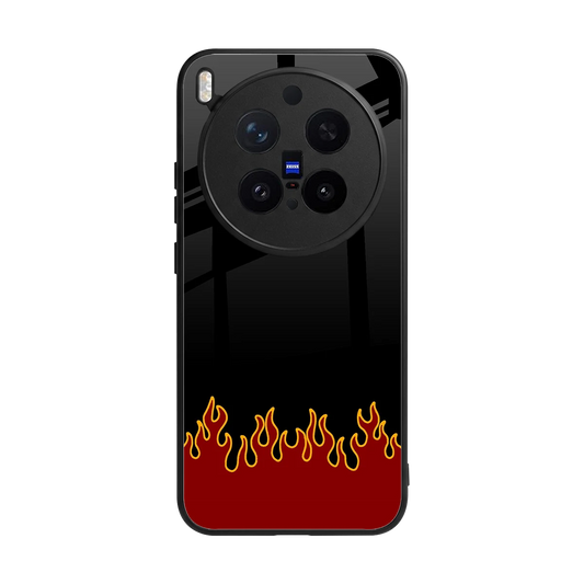 Retro Red Flames back phone cover | glass case for vivo x300 pro