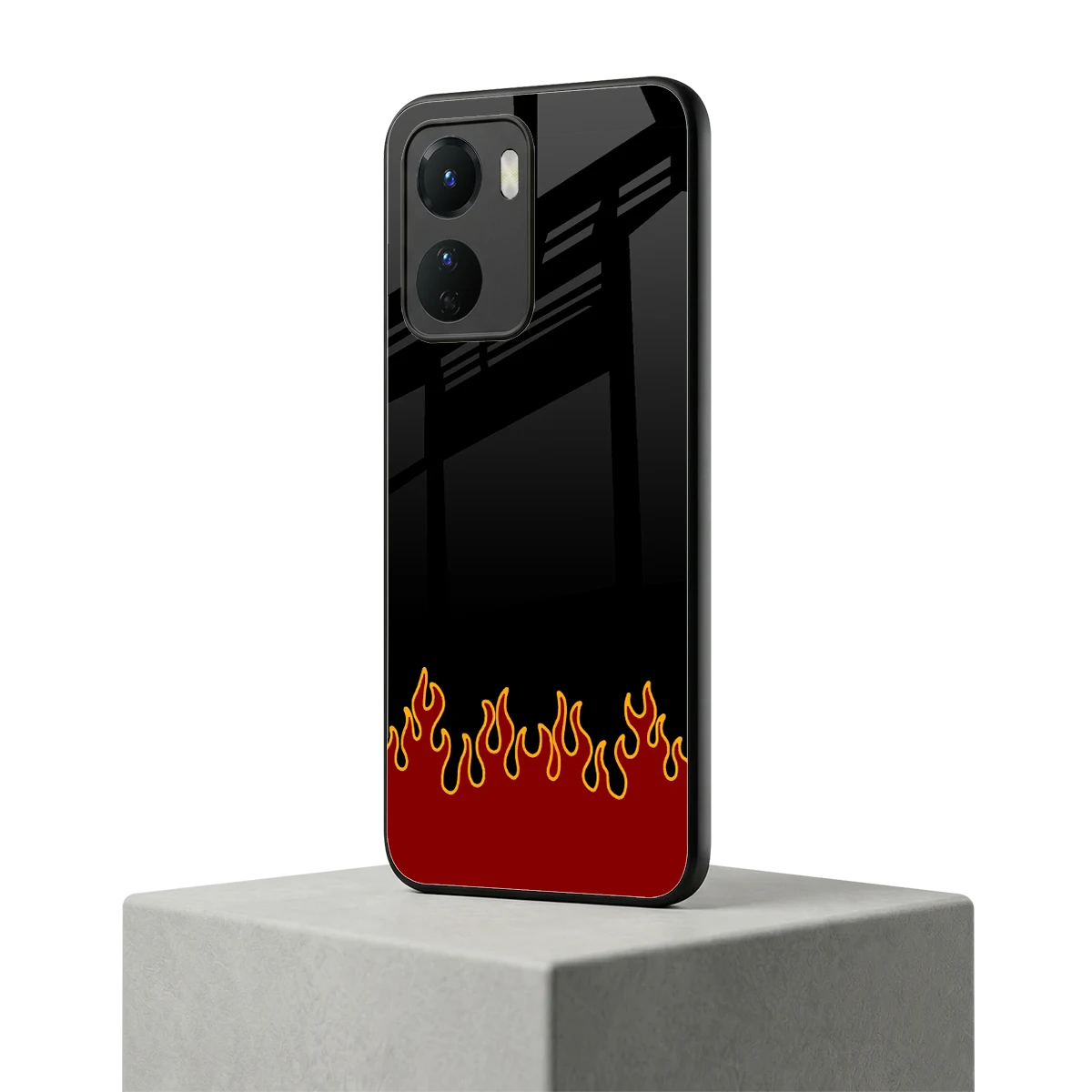 Retro Red Flames vivo y16 mobile cover | shockproof glass phone case
