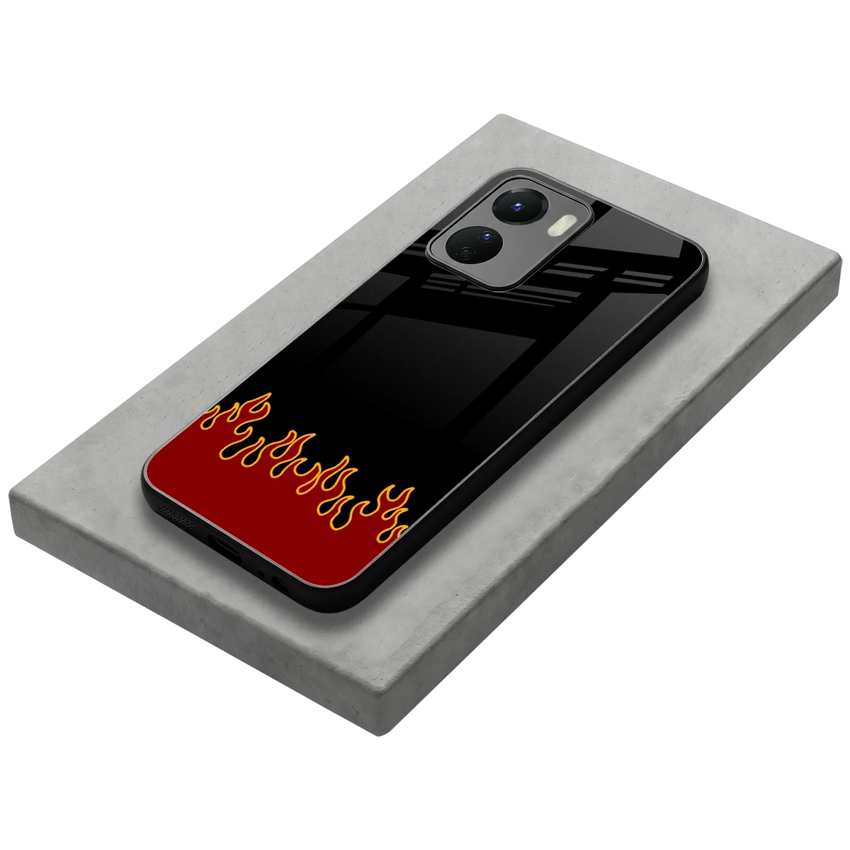 Retro Red Flames stylish phone case for vivo y16 | glossy glass and slim fit