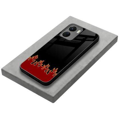 Retro Red Flames stylish phone case for vivo y16 | glossy glass and slim fit