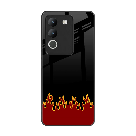 Retro Red Flames back phone cover | glass case for vivo y200 5g