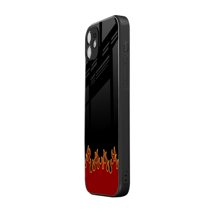 Retro Red Flames iphone 12 mobile cover | shockproof glass phone case