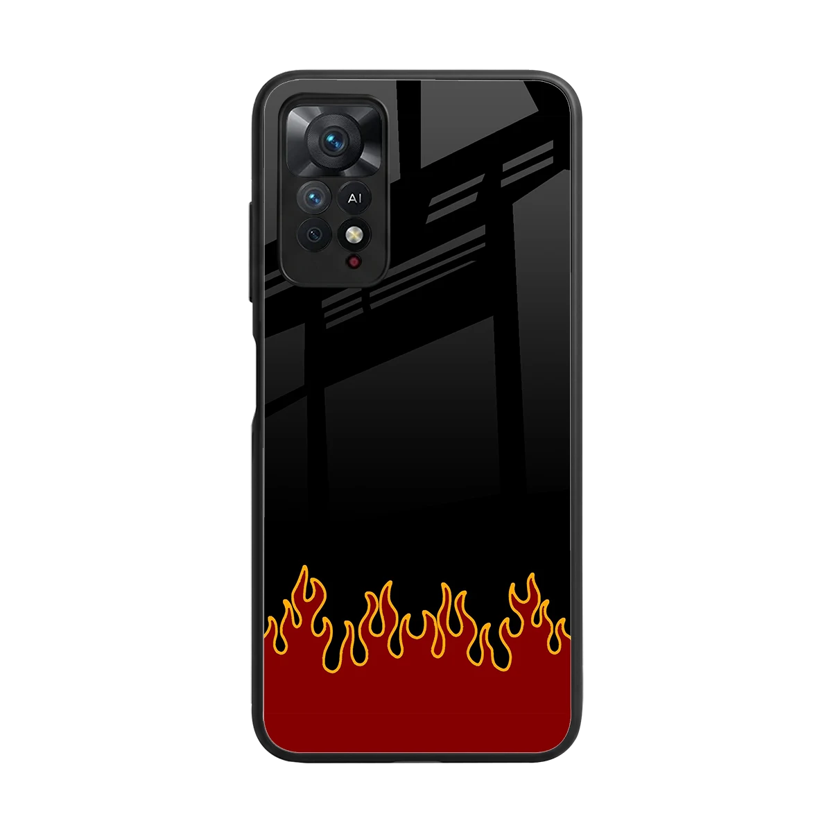 Retro Red Flames back phone cover | glass case for redmi note 11 pro