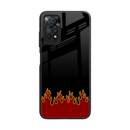 Retro Red Flames back phone cover | glass case for redmi note 11 pro