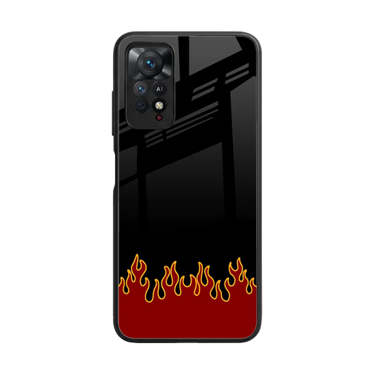Retro Red Flames back phone cover | glass case for redmi note 11 pro