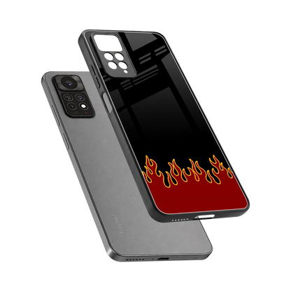 Retro Red Flames sleek redmi note 11 pro cover with tempered glass back and TPU edges