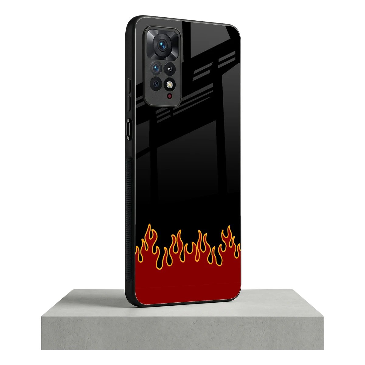 Retro Red Flames redmi note 11 pro mobile cover | shockproof glass phone case