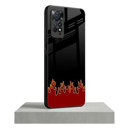 Retro Red Flames redmi note 11 pro mobile cover | shockproof glass phone case
